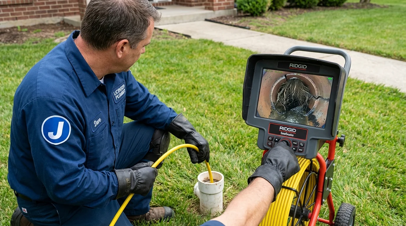 Sewer camera inspection being performed by Johns Plumbing LLC in De Soto
